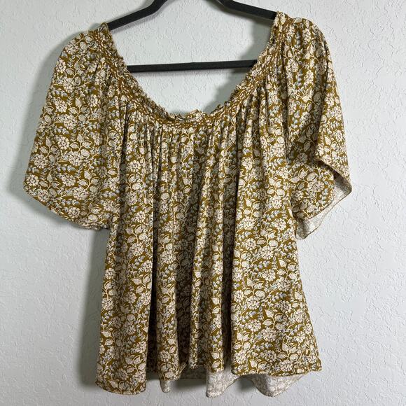 Women's Faherty Floral Pattern Pullover Short Sleeve Shirt Size XL - Picture 6 of 9